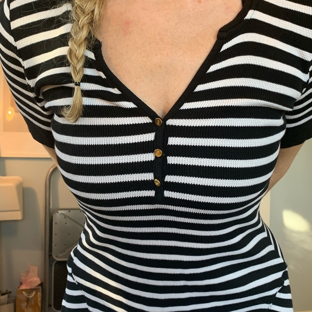 Lauren Ralph Lauren black and white striped dress.